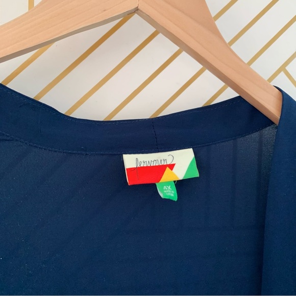 ModCloth Fervor Chiffon pleated duster jacket navy blue side slits kimono 4X - Picture 7 of 11